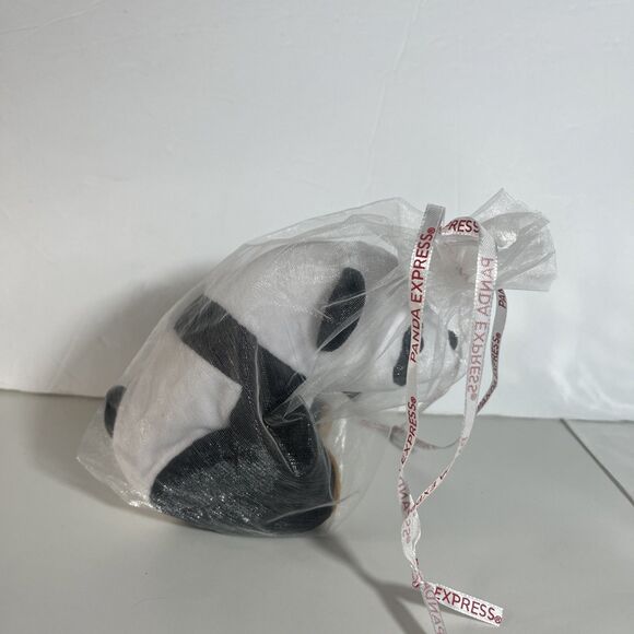 Panda Express Plush Bear Stuffed Animal Toy 2018 Black White 6" Sheer Bag - Picture 5 of 9